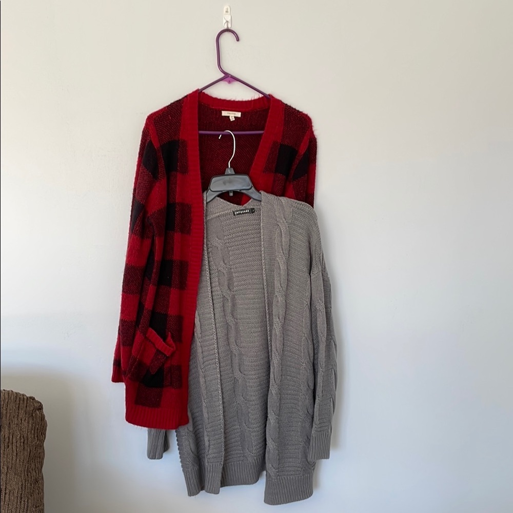 Red and Gray Women's Sweater Set